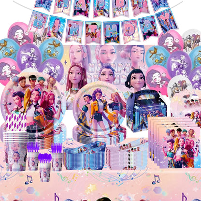 Neue Kpop Dämon Jäger Thema Einweg Geschirr Set Party Liefert Huntrix Saga Jungen Kuchen Topings Geburtstag Party Dekoration.