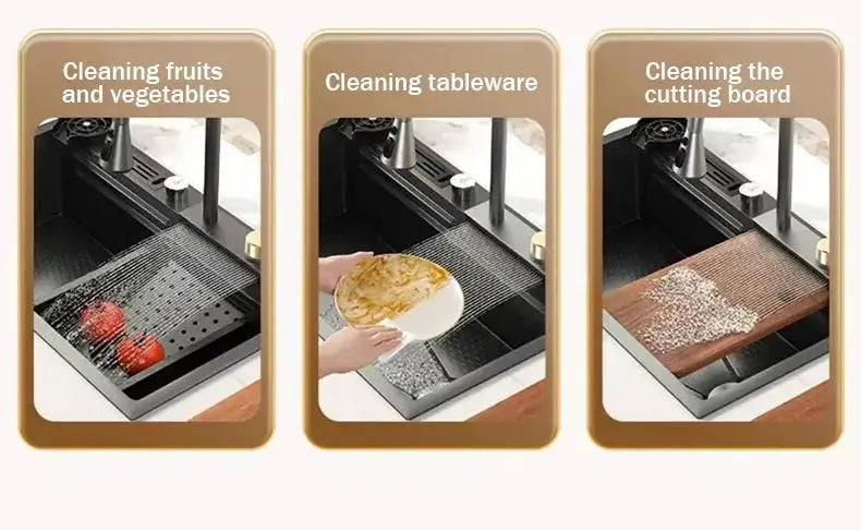 High-end stainless steel Kitchen Sink Matte Square Kitchen Accessories Large Single Sink Wash Basin With Faucet