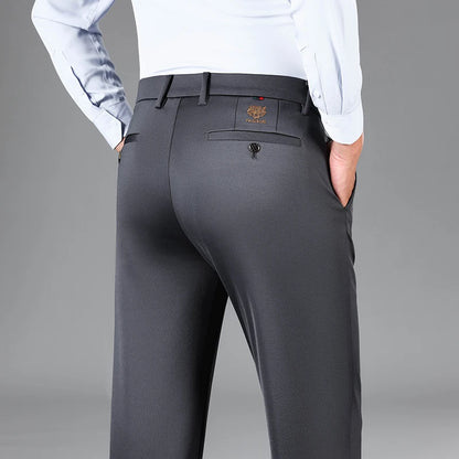 2025 Autumn Winter Suit Pants Men Baggy Straight Business High Waist Work Thick Embroidery Long Formal Trousers Male Plus Size