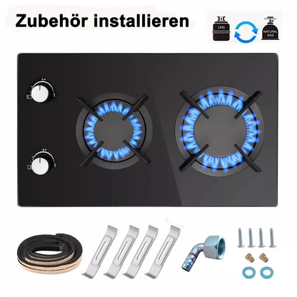 Topstrong 2 Burner Ceramic Glass Built-in Hob Natural Gas Propane Gas Hob YYEUGCT-B02.