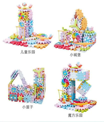 Electric Gears 3D Puzzle Model Building Kits Plastic Brick Blocks Educational Toys for Kids Children Gear Blocks Building Toys.