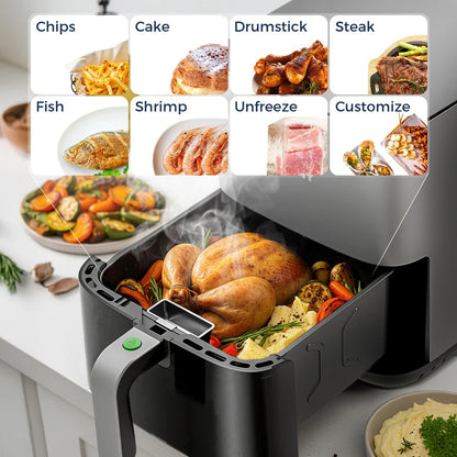 ROUNY Air Fryer 5L, Electric Hot Fryer Oven Oilless Cooker with Touch Control & Nonstick Basket & Visible Window, Family Size.