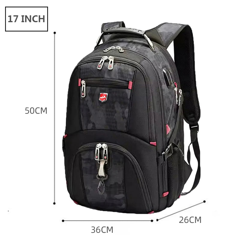 Wasserdichte 20-Zoll-Laptop-Rucksäcke USB-Lade Schultasche Diebstahlsicherer Herren-Rucksack Reiserucksack Männlicher Mochila Hohe Kapazität