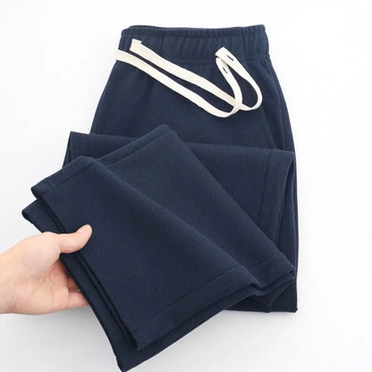 Männer Lose Gerade Hosen Diagonal Streifen Elastische Taille Alle-spiel Knöchel Länge Hosen Frühling Herbst Casual Outdoor Jogginghose