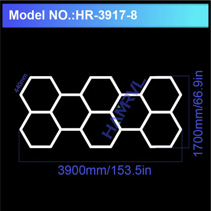 Hexagon LED lighting for Garage Barbecue Shop Barbershop Gym Bar Car Detailing Showroom 4S Workshop Ceiling Light Honeycomb Tube