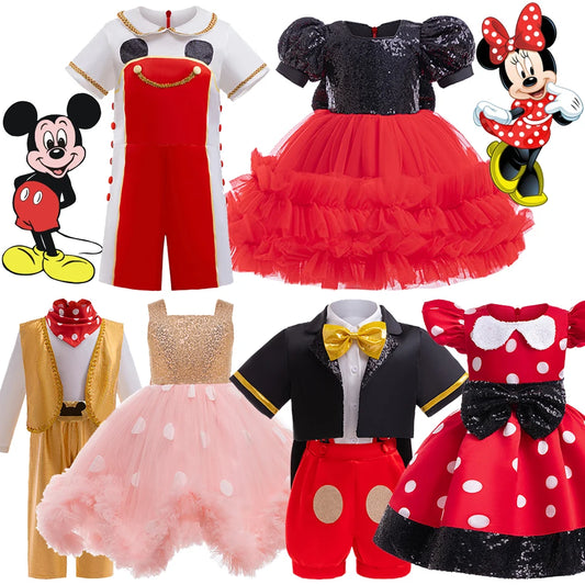 Kleinkind Disney Mickey Minnie Maus Cosplay Kleid Baby Mädchen Jungen Polka Dot Outfits Kinder Halloween Geburtstag Nette Kleidung Sets.