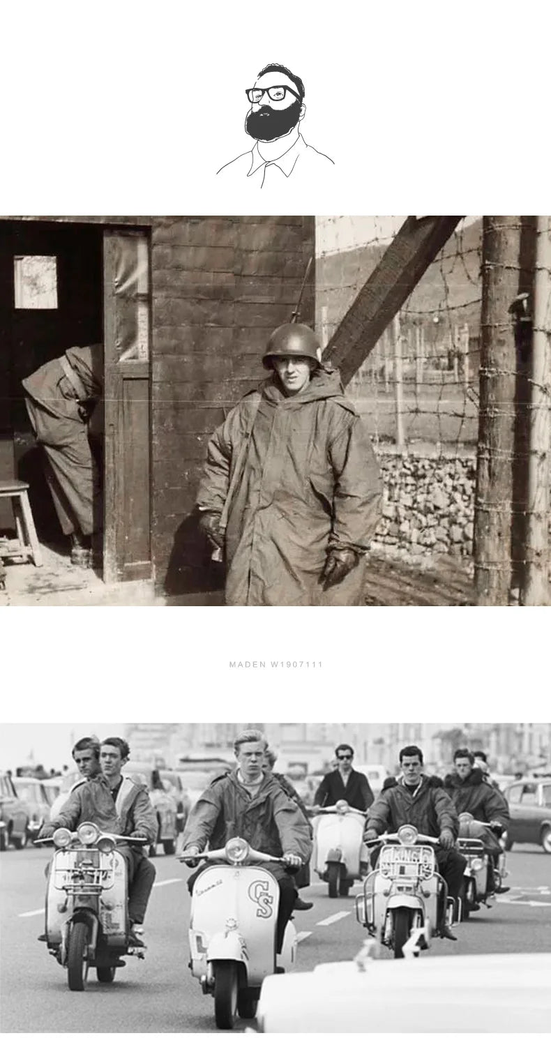 Maden Men's Thick Hooded M-51 Fishtail Cotton Coat Plus Velvet Parka Jacket Green Windbreaker Winter Autumn Men Trench Coat.