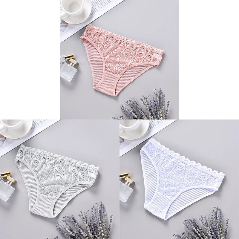 3PCS Cotton Solid Color Women's Panties Breathable Skin-friendly Women's Underwear Home Comfortable Soft Sexy Ladies' Lingerie.