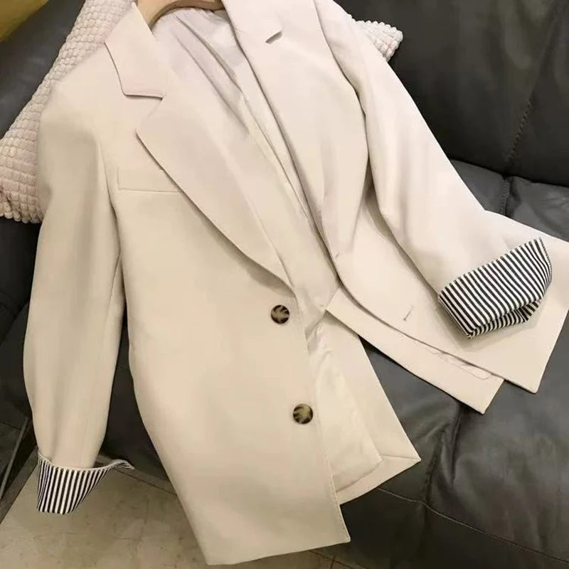 Casual Blazer for Women Korean Elegant Office Ladies Single Breasted Suit Jacket Y2K Autumn Loose Streetwear All Match Outerwear.
