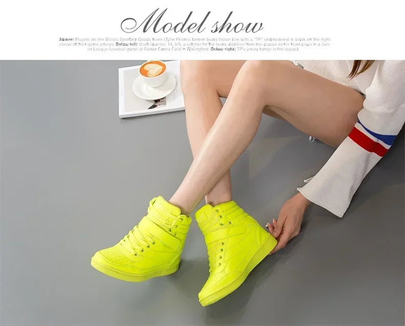 Designer Woman Breathable High Top Black White Boots Women Casual Sport Shoes Platform Hidden Increasing Sneakers Leather Shoe