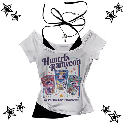 KPop Demon Hunters Tiger Shirt Women O-Neck Short Sleeves Crop Tops T-shirt Fans Gift.