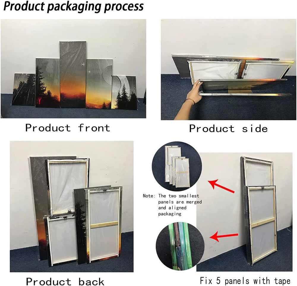 5 Panel Canvas Wall Art For Living Room Beautiful Sunrise Nature Landscape Hd Painting Picture Modern Home Decoration Frame.