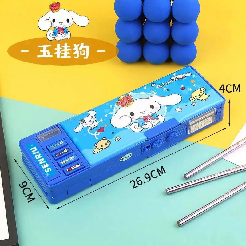 Kuromi Melody Multifunktionales automatisches Stiftetui mit Zahlenschloss, Stifttasche, großes Fassungsvermögen, Schreibwarenbox, Desktop-Aufbewahrung.