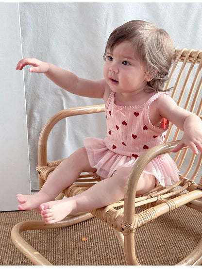 0-24M Baumwolle Baby Mädchen Strampler Herz Druck Nette Prinzessin Body Sommer Neugeborenen Kind Baby Kleidung Kurzarm outfit.