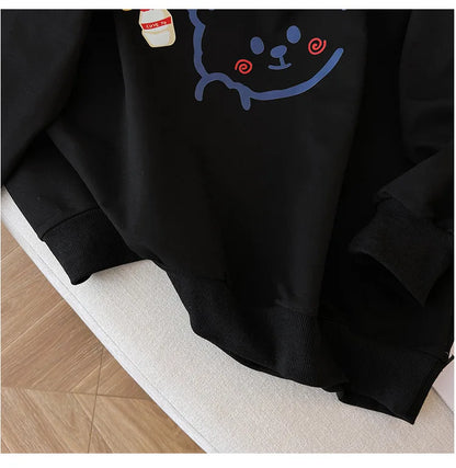 175 kg Plus Größe Damen Büste 170 Frühling Herbst lose Langarm Cartoon Print Pullover Sweatshirts 4XL 5XL 6XL 7XL 8XL 9XL.
