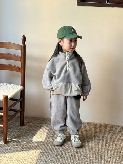 2025 Winter New Children Polar Fleece Sweatshirt Set Boys Girls Plus Velvet Thick Warm 2pcs Suit Kids Casual Sports Outfits