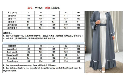 Open Kimono Abaya Damen Dubai Islam Muslim Modest Dress Set Abayas For Women Kaftan Kebaya Caftan Marocaine Robe Femme Musulmane.