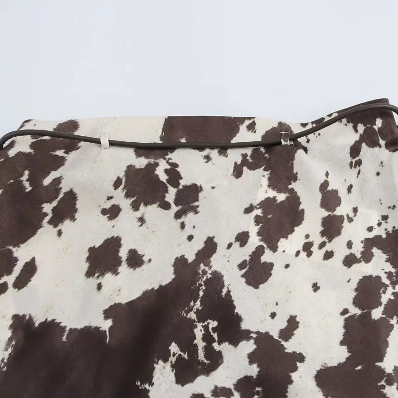 MUJER Print Satin Long Skirts for Women High Waist Midi Skirt Woman Spring Belt Women's Skirt Cylinder Vintage Women Skirt Sets.