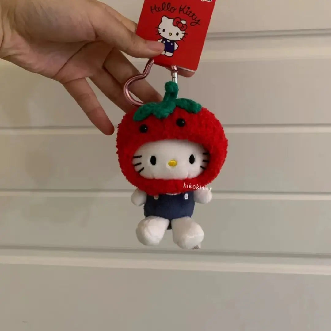 Cartoon and Anime Plush Fruits and Vegetables Series Cute Kittys Cat Plushes Keychain Pendants Girls' Backpack Accessories.