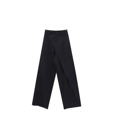 HOUZHOU Women Wide Suit Pants High Waist Gothic Japanese Style Baggy Black Trousers Irregular Straight Pants Casual Streetwear.