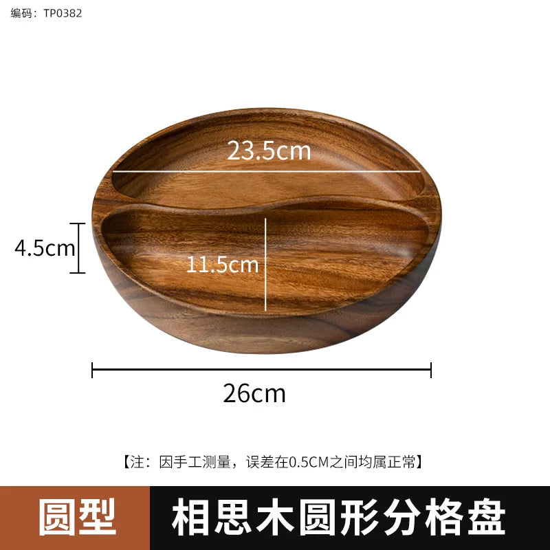 Solid Wood Tray Acacia Wood Premium Kung Fu Tea Small Tray Fruit Snacks Nuts Dessert Plate Desktop Storage Tableware.