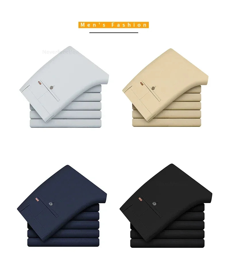 Summer New Men's Bamboo Fiber Slim Business Casual Pants Fashion Classic Breathable Designer Formal Long Trouser Male Clothing.