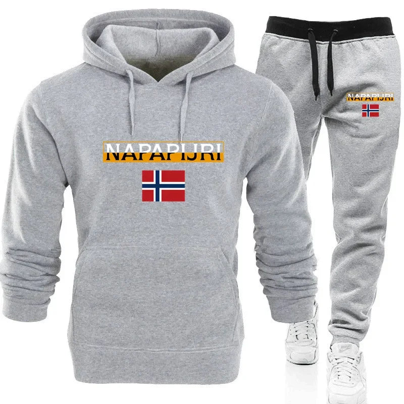 King Print hoodie suit men s casual sportswear fashionable spring and autumn jogging pullover sportswear sweatpants