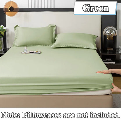 1Pc Fitted Bed Sheet With Elastic Band Solid Color Anti-slip Adjustable Mattress Cover for Single Double (No Pillowcase）