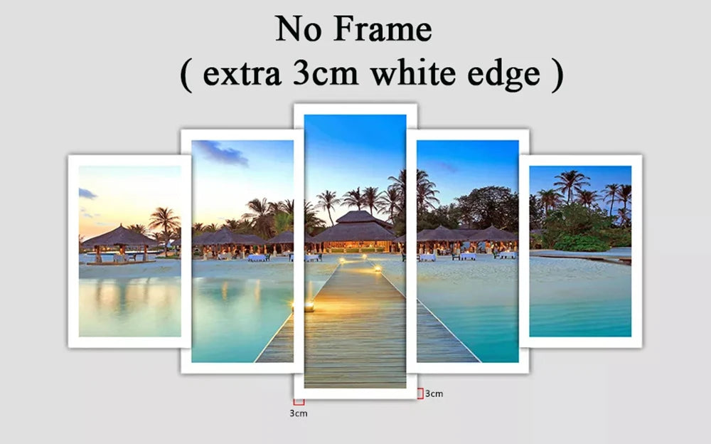 Nature 5 Pieces Canvas Art Wall Decor Painting Abstract Red Tree Sunset Picture Modular Home Decoration Poster Print Photo Frame.