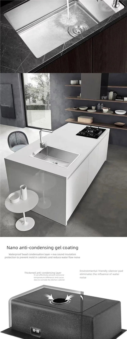 Stainless Steel Kitchen Sink Transversal Side Holes Large Size Single Slot Household Cafeteria Dish and Wash Vegetable Basin