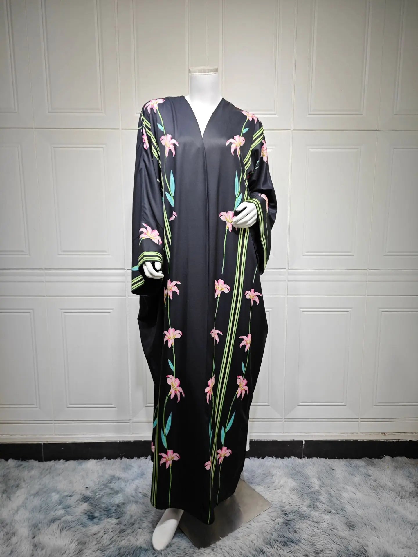 Uni Islamic Clothing Modest Abaya Women Muslim Dress Front Open Printed Abaya 2025 With Hijab Scarf Two Piece Set for Summer.