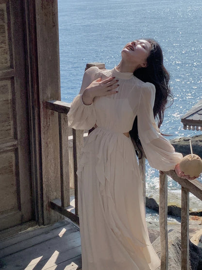 Strand Stil Chiffon Y2k Mini Kleid Büro Dame Casual Langarm Elegante Einteilige Kleid Koreanische Mode Kleidung Sommer 2023.