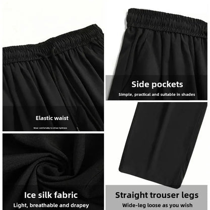 Herren-Freizeithose mit lockerer Passform, ultradünn, vielseitig, gerades Bein, sportlich, drapiert, Eisseidenhose, Sommer, leicht.