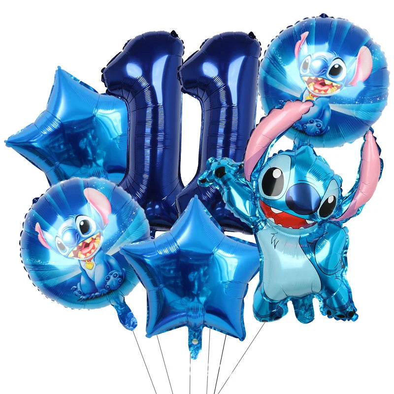 Stitch Party Supplies für Kinder Lilo und Stitch Geburtstag Party Dekorationen Luftballons Banner Tischdecke Hintergrund Geschirr