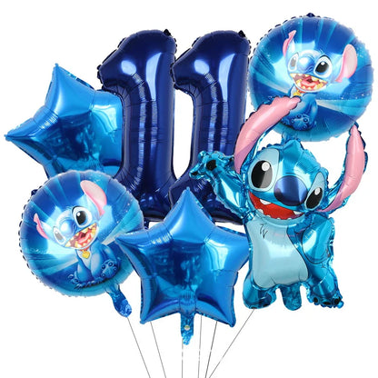 Stitch Party Supplies für Kinder Lilo und Stitch Geburtstag Party Dekorationen Luftballons Banner Tischdecke Hintergrund Geschirr