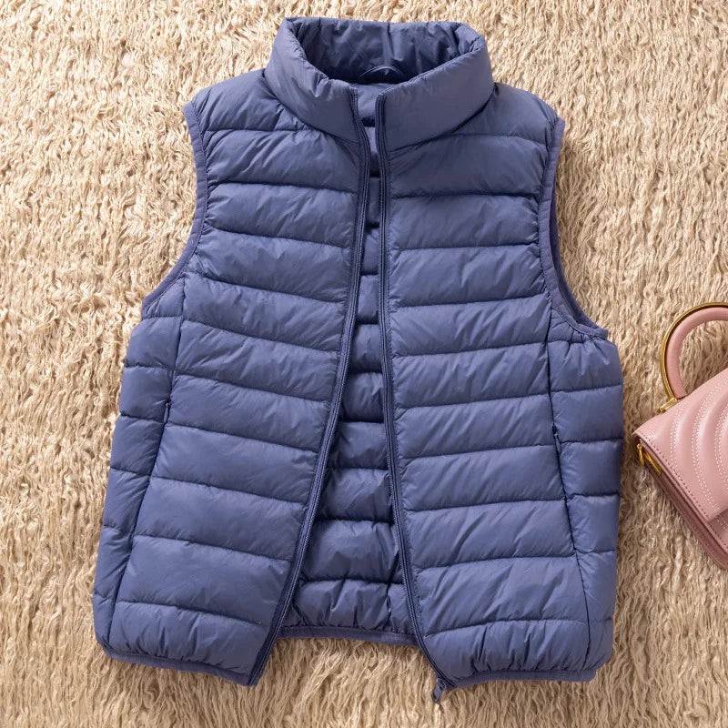 12 Farben 90% weiße Enten Daunen Frauen ärmellose Jacken 2023 Neuankömmlinge weibliche ultraleichte packbare Weste Frauen Mäntel.