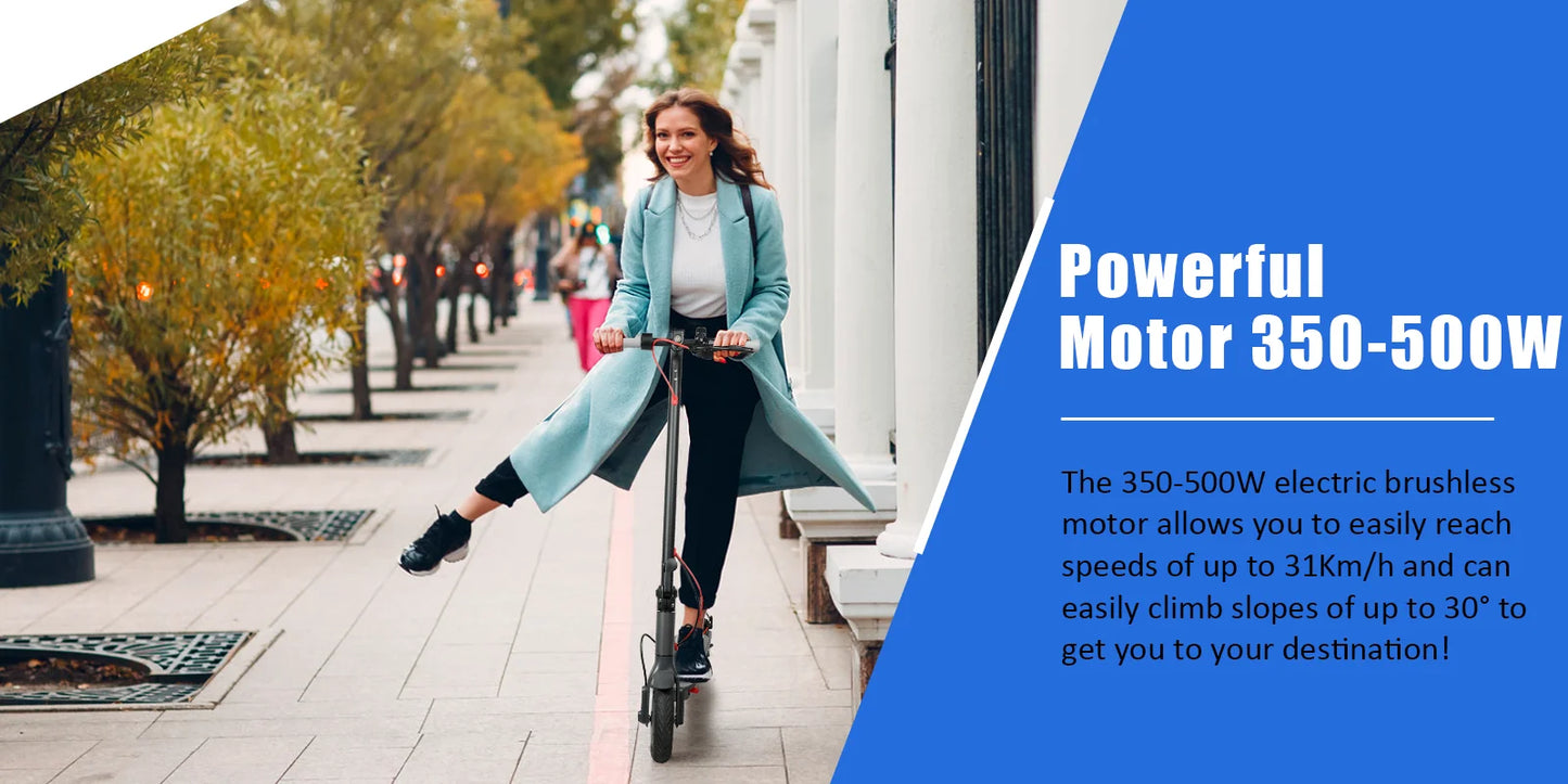 ES80/M365 X1 Electric Scooter 36V 10.5Ah 500W Motor 35KM Long Range 31KM/H 8.5Inch Solid Tires Foldable Smart APP EScooter.