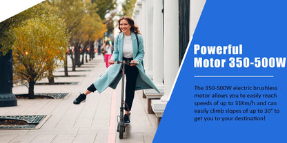 ES80/M365 X1 Electric Scooter 36V 10.5Ah 500W Motor 35KM Long Range 31KM/H 8.5Inch Solid Tires Foldable Smart APP EScooter.