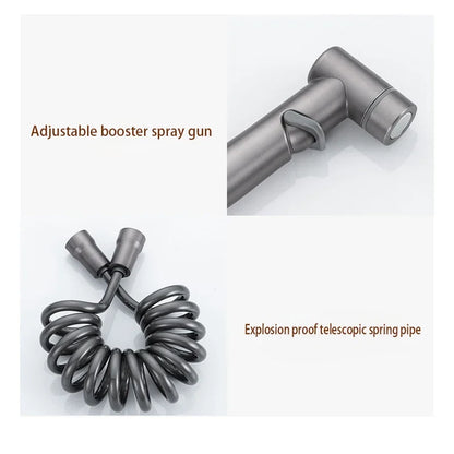 Handheld Bidet Sprayer for Toilet 1-In-2-Out Dual Control Valve Mini Gun gray Dual Control Faucet Hand Shower Bidet for Toilet