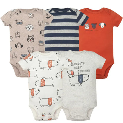 5 stück Unisex Baby Bodys Mode Körper Anzüge Kurzarm Neugeborenen Overall Cartoon Baby Junge Mädchen Kleidung Set Sommer