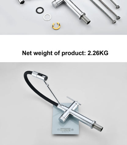 Modern chrome brass pull-out hot and cold water single hole kitchen faucet luxury 2 function drinking water mode sink faucet