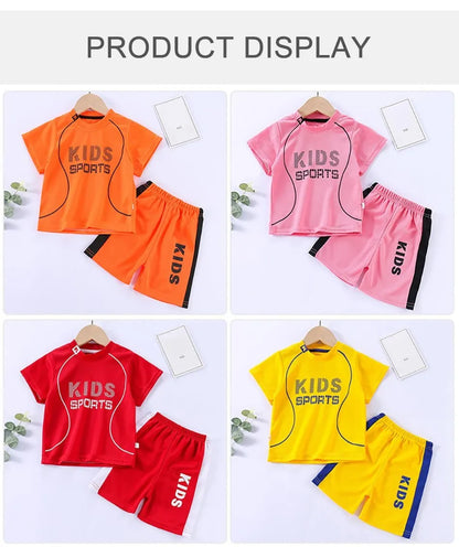 Children Clothing Set Kids Short Sleeved Summer Outfit Quick Drying Football Set Boy Girl Sport Wear Soft Breathable 1-12 Years.