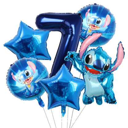 Stitch Party Supplies für Kinder Lilo und Stitch Geburtstag Party Dekorationen Luftballons Banner Tischdecke Hintergrund Geschirr