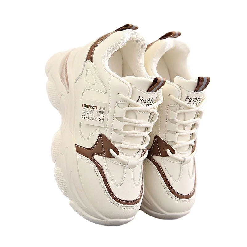 Women Thick Bottom Ultra-light Sneakers New Spring Autumn White Sports Shoes Casual Woman Comfort Breathable Running Shoes.