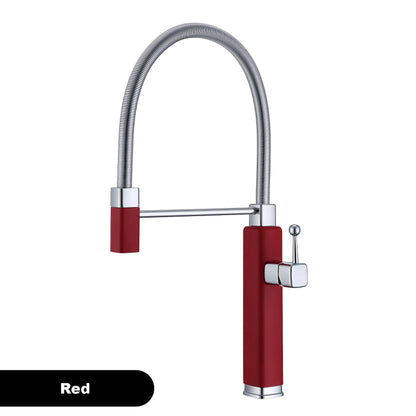 Modern red brass kitchen faucet with single handle and single hole ceramic valve core, hot and cold water pull-out sink Mixer