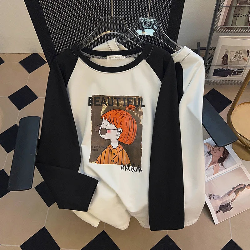 170kg Plus Size Damen Büste Herbst lässig Mode bedruckt Sweatshirt lose Langarm Top 6xl 7xl 8xl 9xl 10xl 11xl.