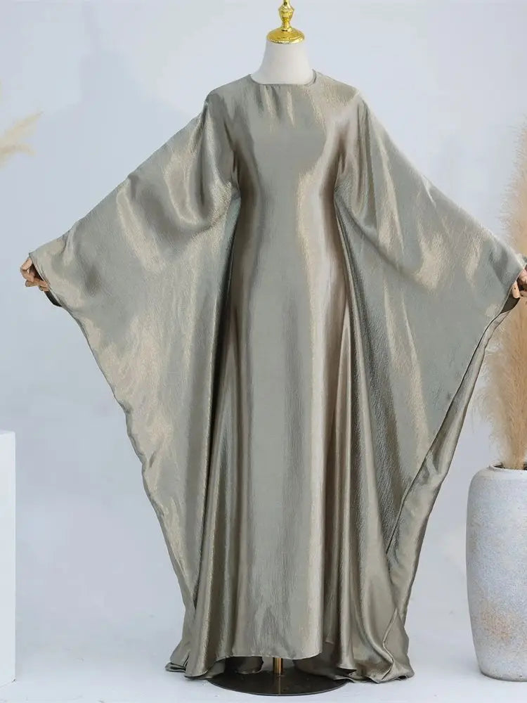 Eid Batwing Satin Shimmer Soft Crepe Abaya Dubai Luxury 2024 Islam Muslim Maxi Kaftan Dress Kebaya Abayas For Women Vestidos