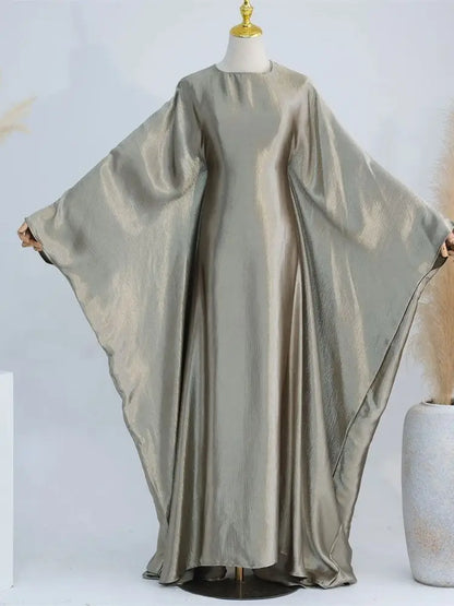Eid Batwing Satin Shimmer Soft Crepe Abaya Dubai Luxury 2024 Islam Muslim Maxi Kaftan Dress Kebaya Abayas For Women Vestidos