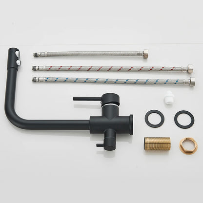 Balck Kitchen Filtered Faucet Brass Purifier Faucet Dual Sprayer Drinking Water Beige with Dot Vessel Sink Mixer Tap Torneira