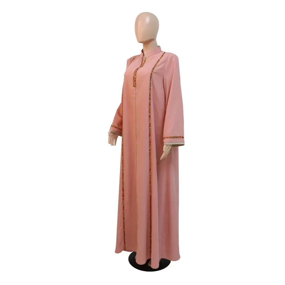 Ramadan Abaya Femme Musulmane marok kanis chen Kaftan für Frau Mode feste Diamanten voller Ärmel lose türkische Dubai Robe.
